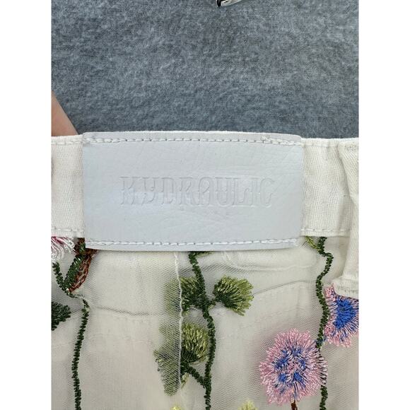 Hydraulic Women sz 12 White Skirt Embroidered Mesh Overlay Floral BOHO Botanical - Picture 4 of 8